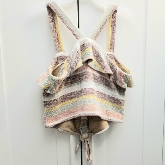 Madewell Stripe Brown Textured Top. Size Small - Picture 4 of 7